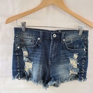 Special A Disstressed Spiked Shorts